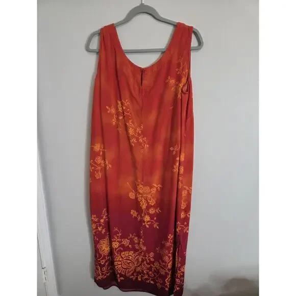 Womens Sheath Dress R & K Originals 20W Rayon Orange Fade Burgundy - Picture 2 of 6